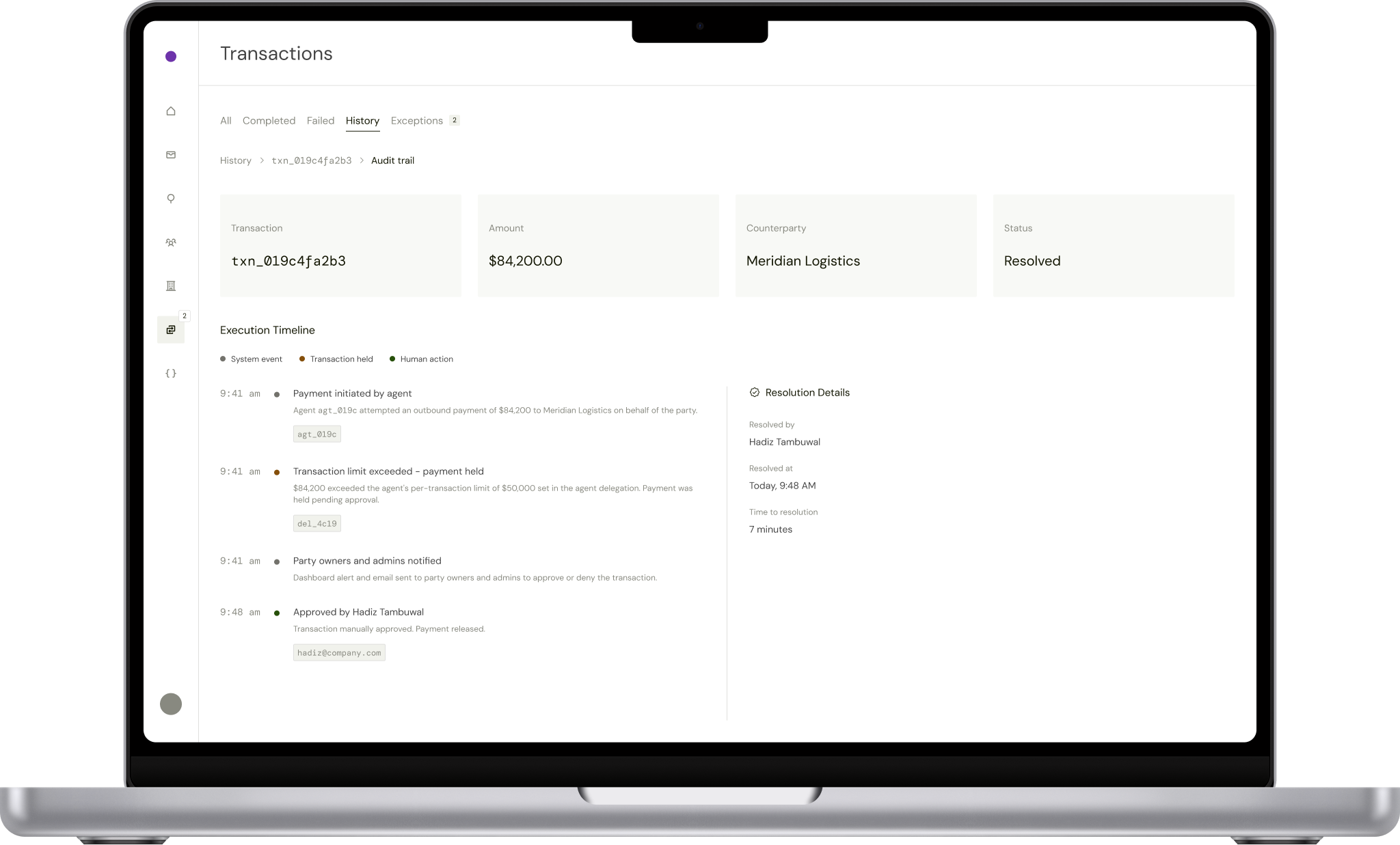 Audit trail UI